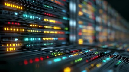 Wall Mural - server racks illuminated by blinking colorful lights, processing vast amounts of data in a cutting e