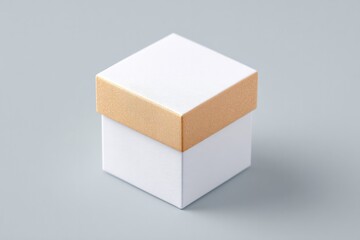 Wall Mural - minimalist image of mooncake packaging mockup placed on soft grey background with copy space to righ