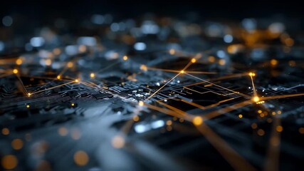 Wall Mural - complex electronic circuit board showing data transferring, creating a futuristic technological netw