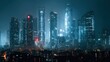 © Kitta Studio - Futuristic City Skyline at Night with Bright Electric Lights