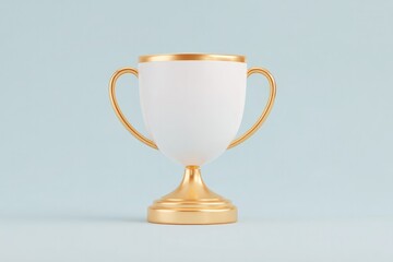 Wall Mural - single game trophy with stylized base and clean gold finish centered on white