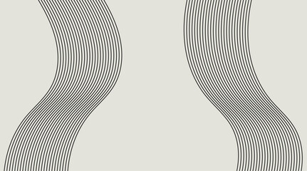 Wall Mural - Modern abstract vector with twin vertical curved wave lines and central empty space. Minimal black line design perfect for posters, branding, web banners, and stylish layouts.
