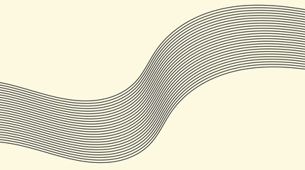 Wall Mural - Smooth flowing wave line background vector with deep curves on a beige backdrop. Elegant abstract layout perfect for banners, digital branding, modern web headers, and tech visuals.