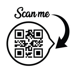scan qr code icon. digital scanning qr code. qr code scan for smartphone. scan here text on top of t
