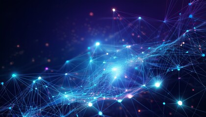 Wall Mural - dots and lines connected for data metaverse and blockchain abstract tech background