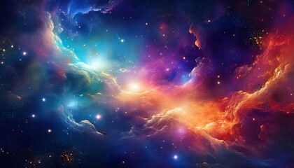Wall Mural - colorful nebula in deep space with bright stars and cosmic dust