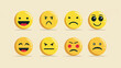 © Екатерина Чумаченко - Array of expressive emoji. Depicting a range of feelings from joy and happiness to sadness and anger, these icons capture human emotions in a simple way.