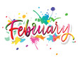 © InstantAssets - Celebrate colorful february month with vibrant watercolor splashes and artistic lettering design element, February text design