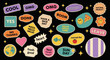 © charli - A vibrant collection of retro Y2K style stickers and patches. Vector graphic set with fun phrases and cute cartoon elements.