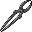©  Besticon25 - Stylized illustration of black and gray metal blacksmith tongs tool forging