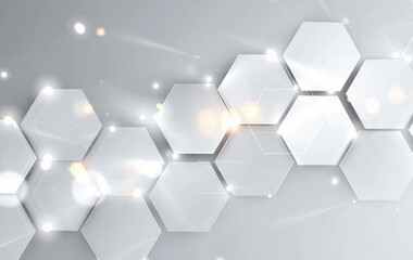 Wall Mural - Abstract white background with hexagon shape and light effect for technology, science, or medical concept design Abstract white background with hexagonal shape and light effect Generative AI