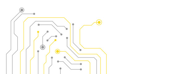 Wall Mural - abstract gray and yellow color digital technology futuristic circuit board background design. techno