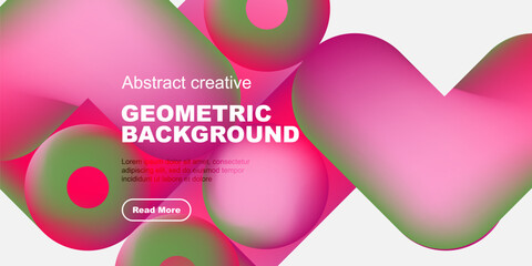 Wall Mural - abstract pink geometric shapes overlap black background. text includes geometric background, plus sa