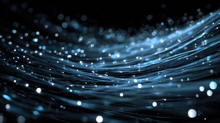 Abstract dark blue swirling particles