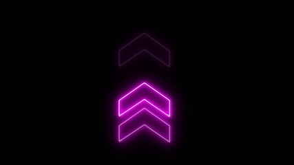 Wall Mural - Up direction arrows animation on black background. Neon lineUp direction animated arrow icon.