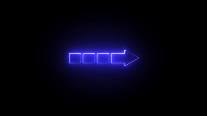 Wall Mural - Neon arrow icon animation on 4k motion video. A neon right direction icon animation.