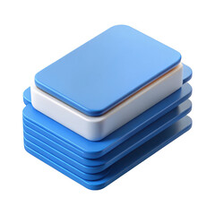 Wall Mural - 3d stack of blue and white rectangular pads isolated on transparent background