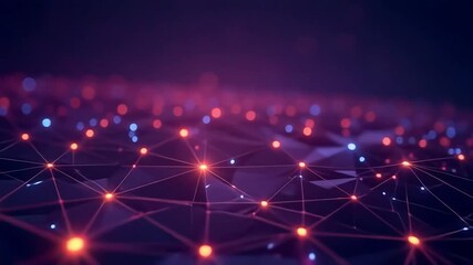 Abstract network animation background with glowing dots and lines connection concept design