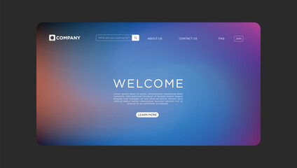 Modern welcome page design with clean layout and vibrant color gradient for website landing page