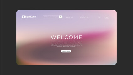Modern website landing page design with soft gradient for business solutions and welcome message
