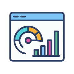 Website analytics dashboard displaying gauge and bar chart progress