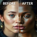 "Diverse Beauty Enhancement – Skin Tone and Complexion Retouch Before and After"