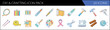 © Waliul - DIY and crafting icon pack with 20 vector elements, handmade hobby tools and art supplies collection, colorful sewing and carpentry icons