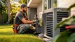 © Sohan - Hvac technician performing maintenance on an outdoor air conditioning unit