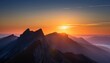 © Kierra - a sleek mountain design with a sun rising behind the peaks symbolizing new beginnings under a glowing sky