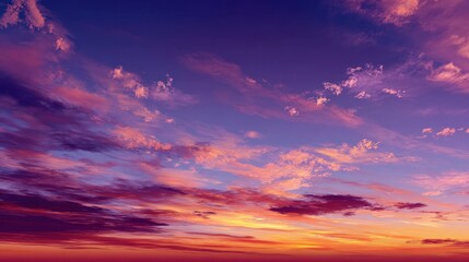 vibrant sunset horizon with purple and orange gradient sky