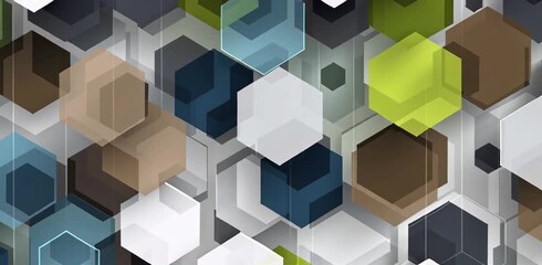 Wall Mural - abstract background with hexagons and blocks, a technology concept banner design digital data scienc