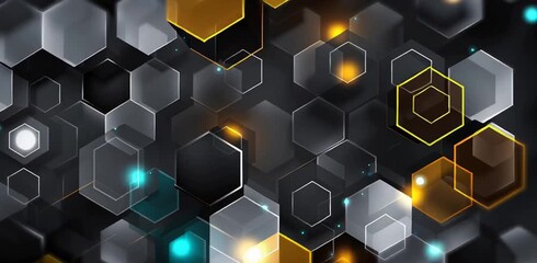 Wall Mural - background with hexagons and blocks for technology, digital, or business concept design abstract, fu