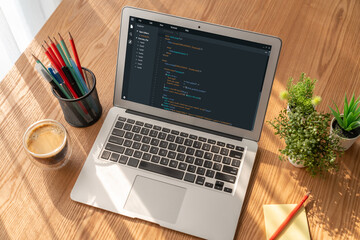 software development programming on computer screen for modish application and program coding