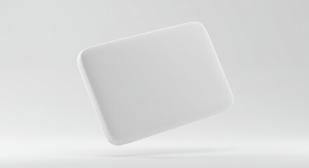 Wall Mural - Floating White Square: Minimalist Design with Soft Shadows and Rounded Edges