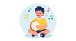 © Bimayusya - Boy Enjoying Music While Playing Tambourine Creating A Cheerful Ambiance