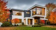 © Fatema SF - Modern luxury home with vibrant autumn foliage