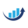 © Fergun - Business Growth Chart Vector, Blue Bar Graph with Upward Arrow Icon
