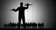 © Aimo Studio - Dominant Silhouette of a Controller Manipulating People with Strings, Representing Authority and Influence, Power Dynamics