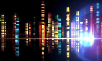 Wall Mural - colorful light patterns dancing in abstract digital space