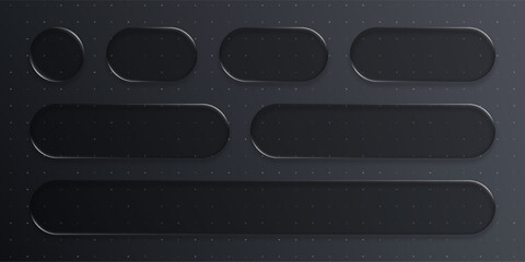 Wall Mural - set of black liquid glass elements. modern futuristic user interface design. abstract dark elegant v