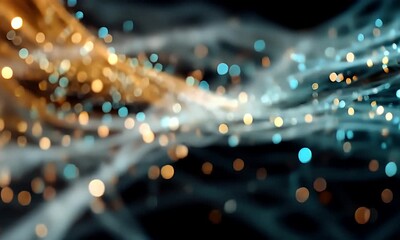 Wall Mural - flowing abstract particles creating dynamic light trails in dark environment