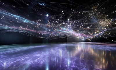 Wall Mural - abstract digital art: flowing light and reflections