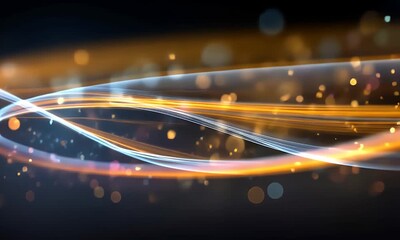 Wall Mural - abstract golden light streaks with bokeh, modern background
