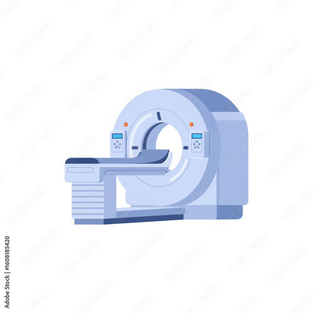 Ct Scan Machine Color Illustration of a CT scanner machine, a medical imaging technology used ...