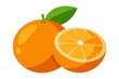 © MdAsabbir - Vibrant Orange Fruit Illustration with Half Slice and Green Leaf Detail