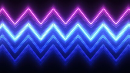 Wall Mural - a vibrant display of neon zigzag patterns in shades of blue and pink against a dark background space