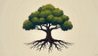 © Khelga Volkova - Illustration of a tree with roots and green leaves