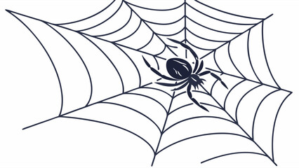 Graphic Black Spider on Intricate Cobweb Illustration for Halloween and Nature Themes