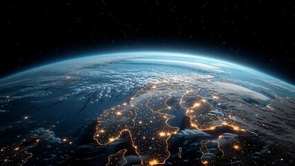 Wall Mural - space view of earth at night with lots of light