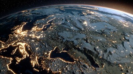 Wall Mural - space view of earth at night with lots of light